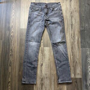 Levis 511 Jeans Mens 32x32 Gray Slim Fit Stretch Wiskers Faded Zipper Grunge Y2K